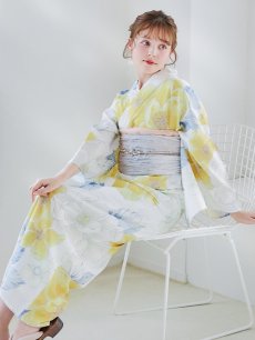 画像1: 【即日発送】ヘルシー油彩牡丹浴衣 【浴衣3点セット 浴衣/帯/下駄】 [YMT] (1)