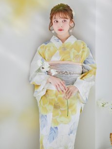 画像2: 【即日発送】ヘルシー油彩牡丹浴衣 【浴衣3点セット 浴衣/帯/下駄】 [YMT] (2)