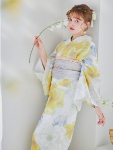 画像3: 【即日発送】ヘルシー油彩牡丹浴衣 【浴衣3点セット 浴衣/帯/下駄】 [YMT] (3)