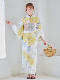 画像4: 【即日発送】ヘルシー油彩牡丹浴衣 【浴衣3点セット 浴衣/帯/下駄】 [YMT] (4)