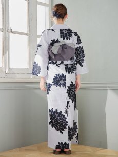 画像16: 【即日発送】モノトーンダリア柄浴衣 【浴衣3点セット 浴衣/帯/下駄】 [YMT] (16)