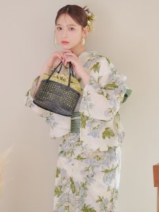 画像2: 【即日発送】ウォームミント浴衣 【浴衣3点セット 浴衣/帯/下駄】 [YMT] (2)