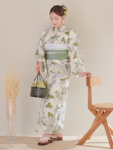 画像3: 【即日発送】ウォームミント浴衣 【浴衣3点セット 浴衣/帯/下駄】 [YMT] (3)