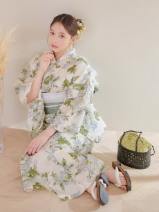 画像7: 【即日発送】ウォームミント浴衣 【浴衣3点セット 浴衣/帯/下駄】 [YMT] (7)