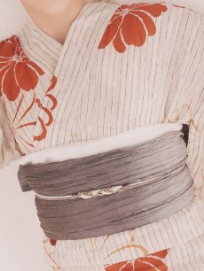 画像16: 【即日発送】ストライプ花柄浴衣 【浴衣3点セット 浴衣/帯/下駄】 [YMT] (16)