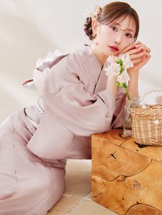 画像1: 【即日発送】【浴衣】ピンク無地浴衣 【浴衣３点セット 浴衣/帯/下駄】 [YMT] (1)