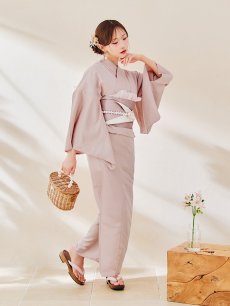 画像6: 【即日発送】【浴衣】ピンク無地浴衣 【浴衣３点セット 浴衣/帯/下駄】 [YMT] (6)