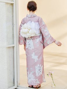 画像14: 【浴衣セール！】【即日発送】【浴衣】 大人スウィート/ピンク地フラワー浴衣 【浴衣３点セット 浴衣/帯/下駄】 [YMT] (14)