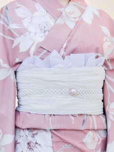 画像15: 【浴衣セール！】【即日発送】【浴衣】 大人スウィート/ピンク地フラワー浴衣 【浴衣３点セット 浴衣/帯/下駄】 [YMT] (15)