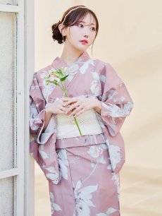 画像3: 【浴衣セール！】【即日発送】【浴衣】 大人スウィート/ピンク地フラワー浴衣 【浴衣３点セット 浴衣/帯/下駄】 [YMT] (3)