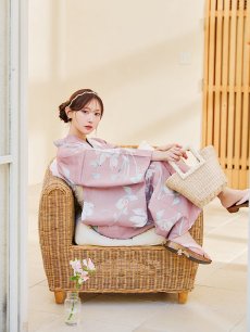 画像6: 【浴衣セール！】【即日発送】【浴衣】 大人スウィート/ピンク地フラワー浴衣 【浴衣３点セット 浴衣/帯/下駄】 [YMT] (6)