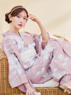 画像7: 【浴衣セール！】【即日発送】【浴衣】 大人スウィート/ピンク地フラワー浴衣 【浴衣３点セット 浴衣/帯/下駄】 [YMT] (7)