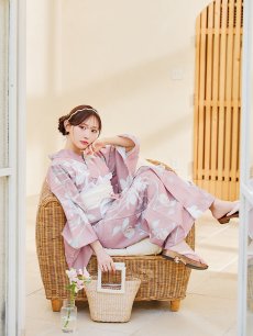 画像11: 【浴衣セール！】【即日発送】【浴衣】 大人スウィート/ピンク地フラワー浴衣 【浴衣３点セット 浴衣/帯/下駄】 [YMT] (11)