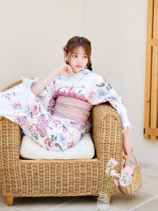 画像10: 【即日発送】【浴衣】白地×ボタニカル牡丹浴衣【浴衣３点セット 浴衣/帯/下駄】 [YMT] (10)