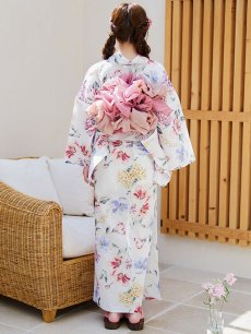 画像12: 【即日発送】【浴衣】白地×ボタニカル牡丹浴衣【浴衣３点セット 浴衣/帯/下駄】 [YMT] (12)