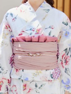 画像13: 【即日発送】【浴衣】白地×ボタニカル牡丹浴衣【浴衣３点セット 浴衣/帯/下駄】 [YMT] (13)