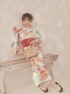 画像12: 【即日発送】アプリコットピンク牡丹浴衣 【浴衣3点セット 浴衣/帯/下駄】 [OF04/HC03] (12)