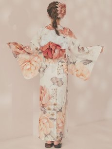 画像14: 【即日発送】アプリコットピンク牡丹浴衣 【浴衣3点セット 浴衣/帯/下駄】 [OF04/HC03] (14)