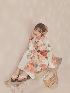 画像5: 【即日発送】アプリコットピンク牡丹浴衣 【浴衣3点セット 浴衣/帯/下駄】 [OF04/HC03] (5)