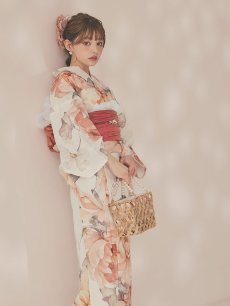 画像6: 【即日発送】アプリコットピンク牡丹浴衣 【浴衣3点セット 浴衣/帯/下駄】 [OF04/HC03] (6)