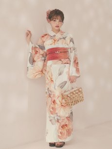 画像8: 【即日発送】アプリコットピンク牡丹浴衣 【浴衣3点セット 浴衣/帯/下駄】 [OF04/HC03] (8)