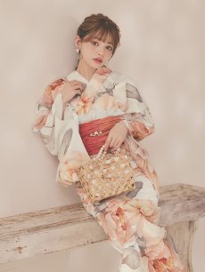 画像9: 【即日発送】アプリコットピンク牡丹浴衣 【浴衣3点セット 浴衣/帯/下駄】 [OF04/HC03] (9)