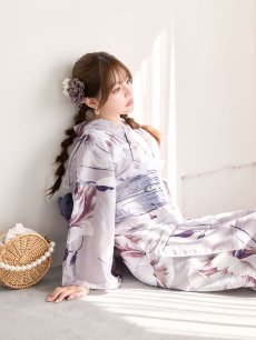 画像2: 【浴衣セール！】【即日発送】ロマンティックピオニー浴衣 【浴衣3点セット 浴衣/帯/下駄】 [FB02] (2)