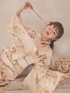 画像5: 【即日発送！】くすみピンクスウィート浴衣 【浴衣3点セット 浴衣/帯/下駄】 [OF04/HC03] (5)
