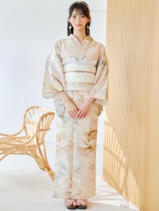 画像4: 【即日発送】クリームイエローピオニー浴衣 【浴衣3点セット 浴衣/帯/下駄】 [YMT] (4)