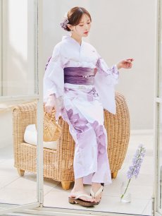 画像11: 【即日発送】アンティークパープルローズ浴衣【浴衣３点セット 浴衣/帯/下駄】 [YMT] (11)