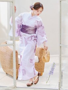 画像3: 【即日発送】アンティークパープルローズ浴衣【浴衣３点セット 浴衣/帯/下駄】 [YMT] (3)