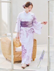 画像4: 【即日発送】アンティークパープルローズ浴衣【浴衣３点セット 浴衣/帯/下駄】 [YMT] (4)