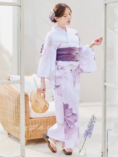 画像5: 【即日発送】アンティークパープルローズ浴衣【浴衣３点セット 浴衣/帯/下駄】 [YMT] (5)