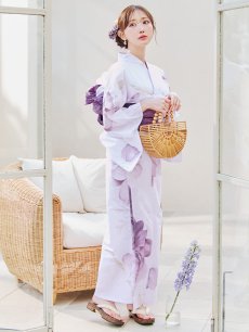 画像6: 【即日発送】アンティークパープルローズ浴衣【浴衣３点セット 浴衣/帯/下駄】 [YMT] (6)