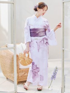 画像7: 【即日発送】アンティークパープルローズ浴衣【浴衣３点セット 浴衣/帯/下駄】 [YMT] (7)