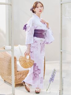 画像8: 【即日発送】アンティークパープルローズ浴衣【浴衣３点セット 浴衣/帯/下駄】 [YMT] (8)