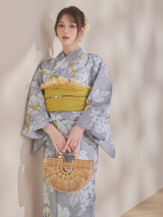 画像20: 【即日発送】グレー×フラワー浴衣 【浴衣3点セット 浴衣/帯/下駄】 [OF04] (20)