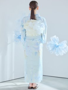 画像18: 【即日発送】ベビーブルー牡丹＆紫陽花浴衣 【浴衣3点セット 浴衣/帯/下駄】 [YMT] (18)