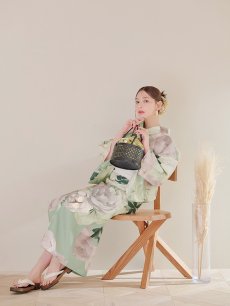 画像10: 【即日発送】アンティークフラワーモダン浴衣 【浴衣3点セット 浴衣/帯/下駄】 [YMT] (10)