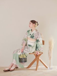 画像11: 【即日発送】アンティークフラワーモダン浴衣 【浴衣3点セット 浴衣/帯/下駄】 [YMT] (11)