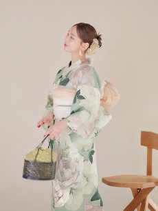 画像12: 【即日発送】アンティークフラワーモダン浴衣 【浴衣3点セット 浴衣/帯/下駄】 [YMT] (12)