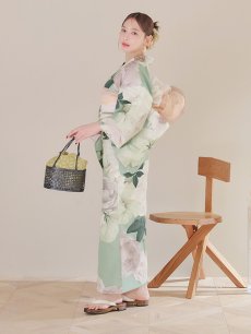 画像14: 【即日発送】アンティークフラワーモダン浴衣 【浴衣3点セット 浴衣/帯/下駄】 [YMT] (14)