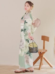 画像3: 【即日発送】アンティークフラワーモダン浴衣 【浴衣3点セット 浴衣/帯/下駄】 [YMT] (3)