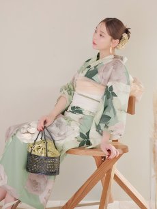 画像5: 【即日発送】アンティークフラワーモダン浴衣 【浴衣3点セット 浴衣/帯/下駄】 [YMT] (5)