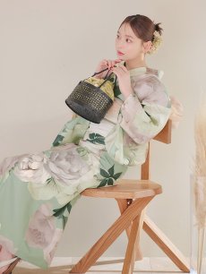 画像6: 【即日発送】アンティークフラワーモダン浴衣 【浴衣3点セット 浴衣/帯/下駄】 [YMT] (6)