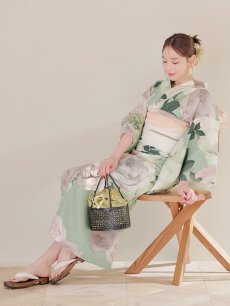 画像7: 【即日発送】アンティークフラワーモダン浴衣 【浴衣3点セット 浴衣/帯/下駄】 [YMT] (7)