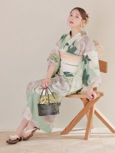 画像8: 【即日発送】アンティークフラワーモダン浴衣 【浴衣3点セット 浴衣/帯/下駄】 [YMT] (8)