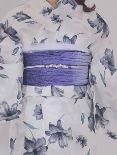 画像21: 【即日発送】ブルーリリーフラワー浴衣 【浴衣3点セット 浴衣/帯/下駄】 [OF04] (21)