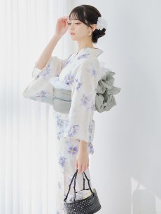 画像10: 【即日発送】紫の花揺蕩う浴衣 【浴衣3点セット 浴衣/帯/下駄】 [YMT] (10)