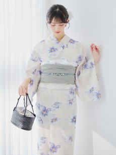 画像11: 【即日発送】紫の花揺蕩う浴衣 【浴衣3点セット 浴衣/帯/下駄】 [YMT] (11)